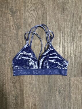 PINK Victoria's Secret Crushed Velvet Bralette - Blue